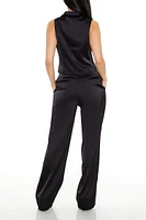 Satin Vest & Wide-Leg Pants Set