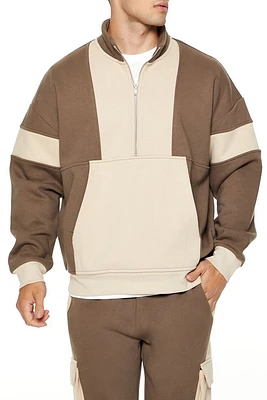 Fleece Colorblock Mock Neck Half-Zip Pullover