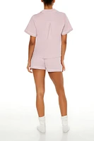 Pipe-Trim Shirt & Shorts Pajama Set