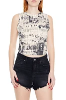 Newspaper Print Tank Top