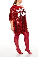 Plus Sequin Santa Baby T-Shirt Dress