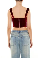 Velvet Bow Bustier Crop Top