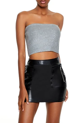 Metallic Sweater-Knit Tube Top