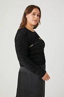 Plus Fuzzy Knit Shrug & Cami Set