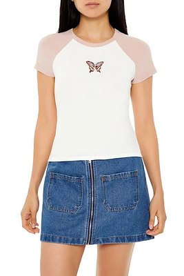 Embroidered Butterfly Raglan Tee