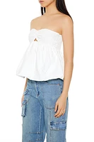 Bubble-Hem Poplin Strapless Top