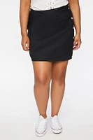 Plus Linen-Blend Mini Skirt