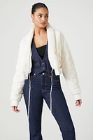 Ruched Tie-Front Puffer Jacket
