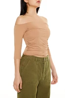 Ruched Off-the-Shoulder Crop Top