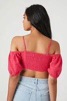 Chiffon Off-the-Shoulder Crop Top