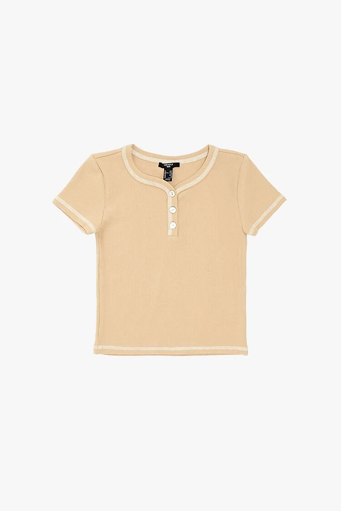 Girls Two-Tone Henley Top (Kids)