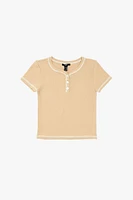 Girls Two-Tone Henley Top (Kids)