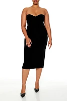 Plus Velvet Sweetheart Midi Tube Dress