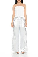 Satin Metallic Cargo Pants