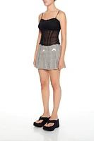 Pleated Glen Plaid Bow Mini Skirt