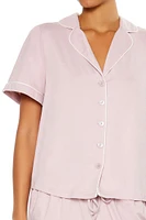 Pipe-Trim Shirt & Shorts Pajama Set