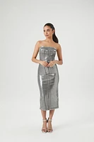 Metallic Denim Midi Tube Dress