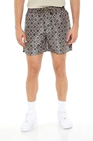 Geo Print Drawstring Swim Trunks