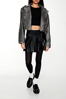 Faux Leather Cropped Moto Jacket