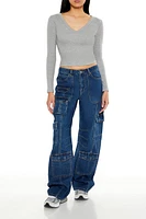 Mid-Rise Wide-Leg Cargo Jeans