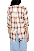 Split-Hem Plaid Shirt