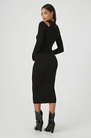 Shoulder Cutout Sweater Midi Dress