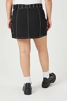 Plus Twill Belted Mini Skirt