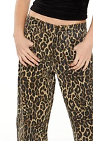 Leopard Barrel Baggy Mid-Rise Jeans