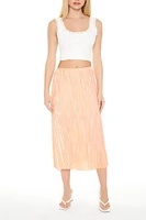 Crinkled High-Rise Midi Skirt