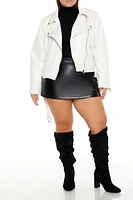 Plus Faux Suede Moto Jacket