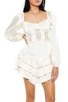 Tiered Lace V-Hem Mini Dress