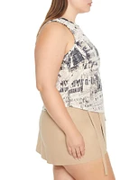 Plus Newspaper Print Tank Top