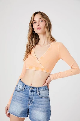 Ribbed Surplice Crop Top