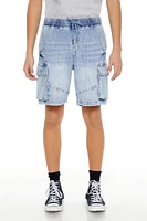 Drawstring Denim Cargo Shorts