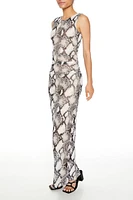 Sleeveless Snake Print Maxi Dress