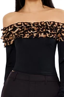 Leopard Off-the-Shoulder Crop Top