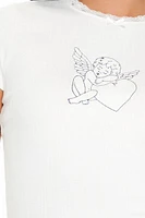 Pointelle Angel Graphic Tee