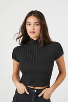 Ribbed Mock Neck Crop Top