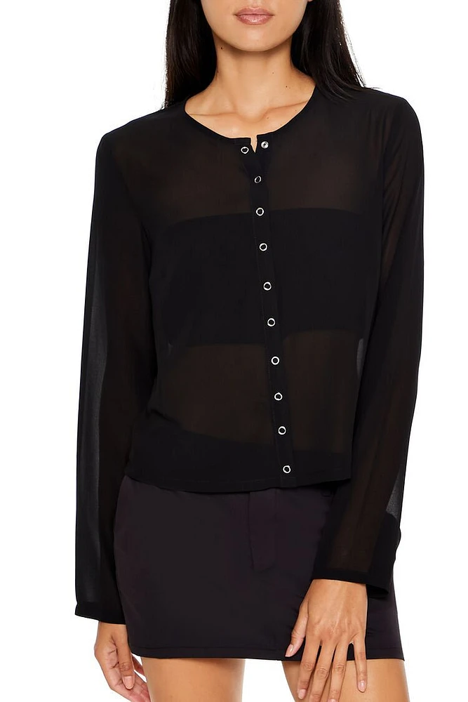 Chiffon Snap-Button Top