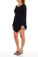 Sheer Crochet Bell-Sleeve Dress