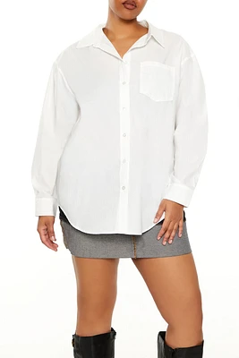 Plus Poplin Curved-Hem Shirt