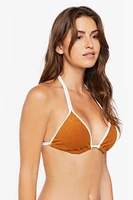 Terry Cloth Triangle Halter Bikini Top