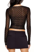 Polka Dot Mesh Crop Top