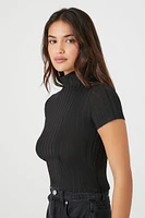 Ribbed Mock Neck Crop Top