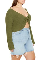 Plus Sweater-Knit Crop Top