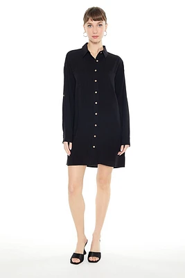 Drop-Sleeve Shift Shirt Dress