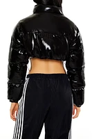 High-Shine Cropped Puffer Jacket