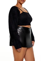 Plus Cardigan Shrug Sweater & Cami Set