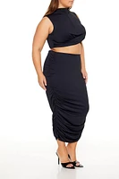 Plus Ruched Crop Top & Skirt Set