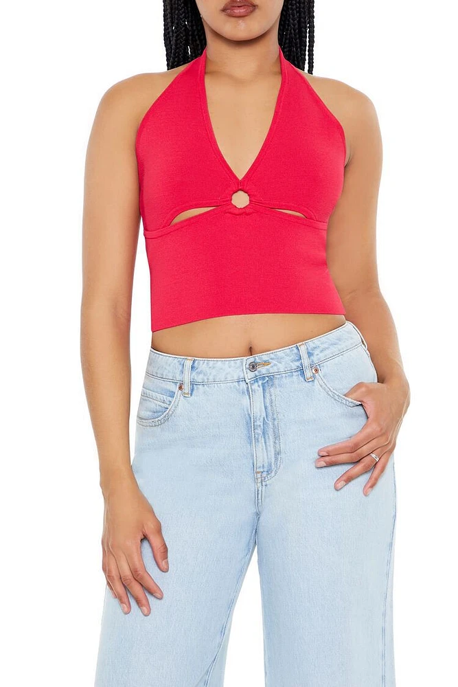 Sweater-Knit Halter Crop Top